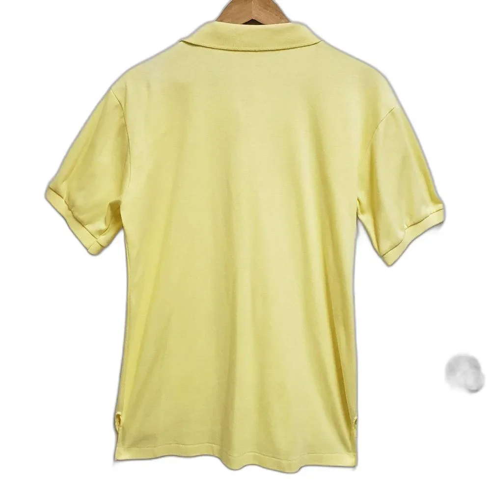 Flying Scotsman Shirt Mens Sz L Yellow Cotton Polo Short Slv Golf Office Casual
